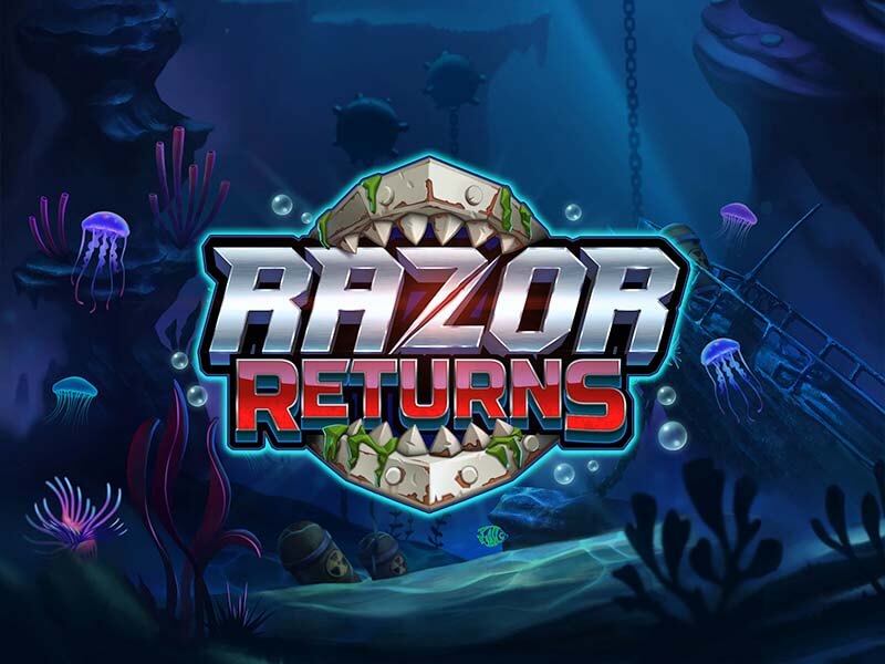 Imagem do jogo Razor Returns com tema de tubarões e oceano profundo